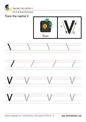 Pre K Writing ABCs Worksheet showing letter strokes and complete letters.