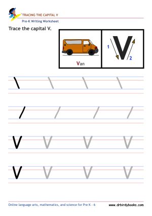 Pre K Writing ABCs Worksheet showing letter strokes and complete letters.