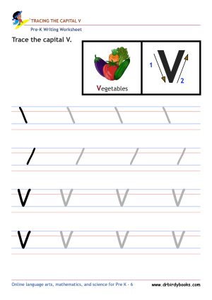 Pre K Writing ABCs Worksheet showing letter strokes and complete letters.