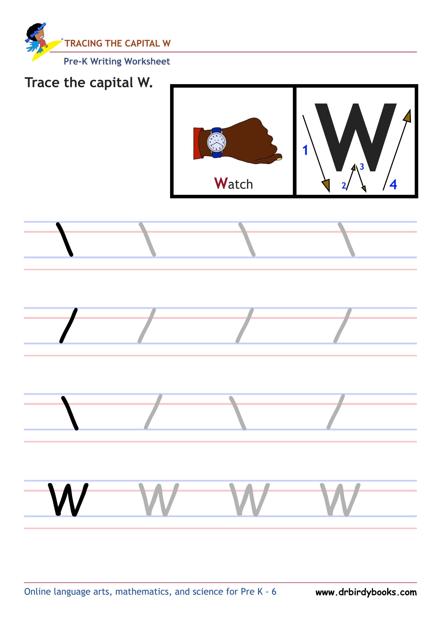 Pre K Writing ABCs Worksheet showing letter strokes and complete letters.