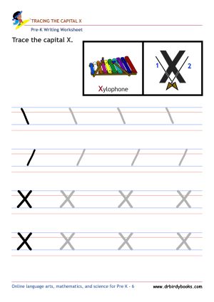 Pre K Writing ABCs Worksheet showing letter strokes and complete letters.