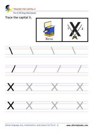 Pre K Writing ABCs Worksheet showing letter strokes and complete letters.