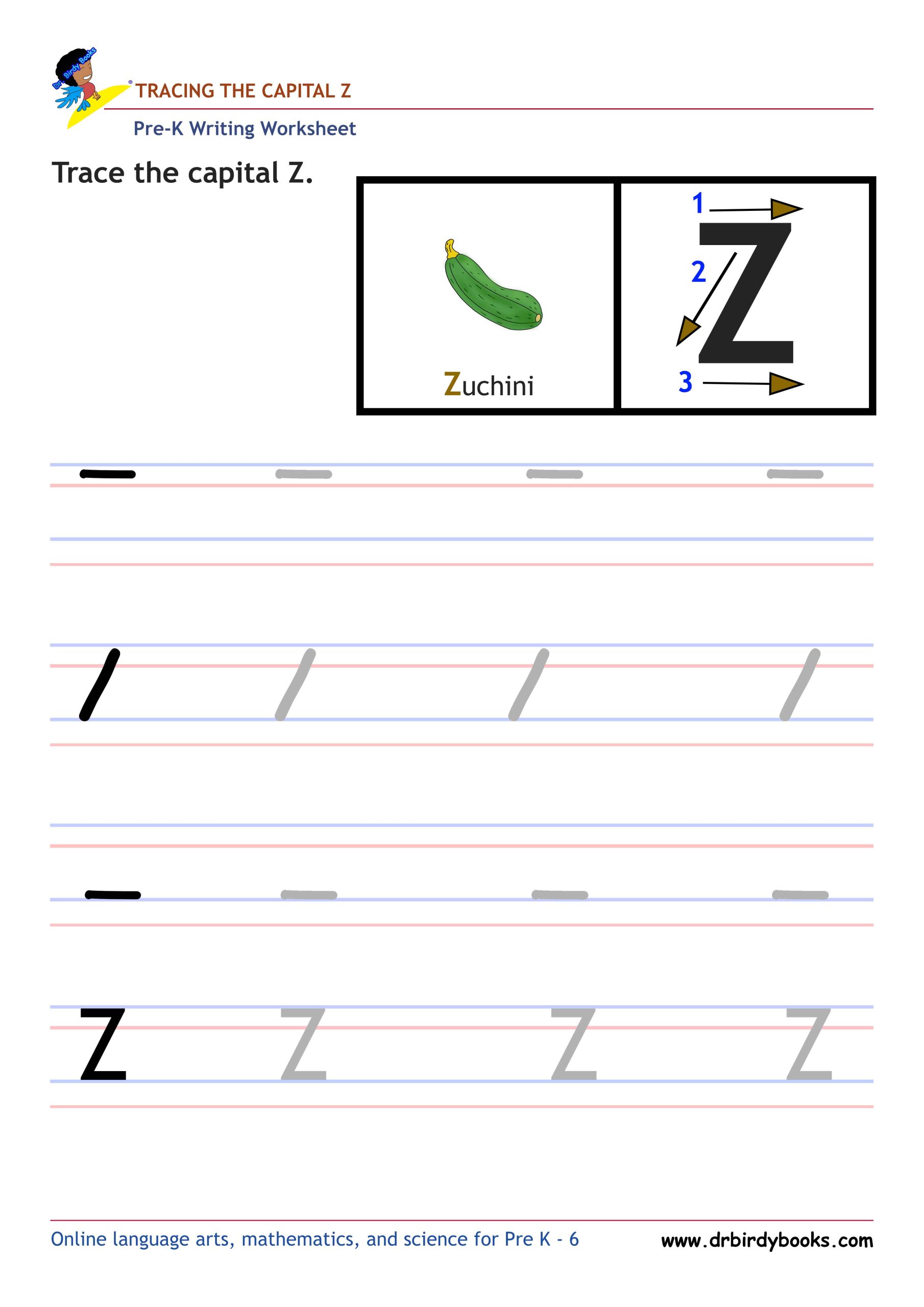 Pre K Writing ABCs Worksheet showing letter strokes and complete letters.