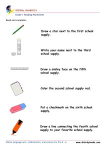 Grade 1 Reading Ordinal Numbers Worksheet showing various items with instructions for identifying ordinal numbers.