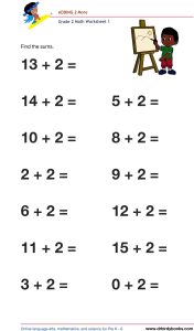 Grade 2 Math Adding 2 More Worksheet featuring addition problems like 17 + 2.
