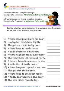 Grade 4 Grammar and Writing Sentences and Fragments Worksheet showing examples of sentences and fragments.