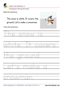 indergarten Writing Trace the Sentence Worksheet for improving writing skills