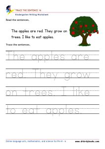 indergarten Writing Trace the Sentence Worksheet for improving writing skills