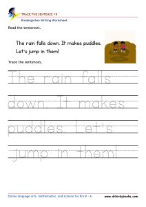 indergarten Writing Trace the Sentence Worksheet for improving writing skills