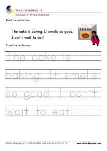 indergarten Writing Trace the Sentence Worksheet for improving writing skills