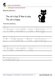 Kindergarten Writing Trace the Sentence Worksheet for improving writing skills