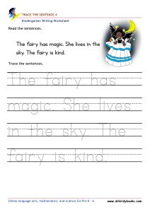 Kindergarten Writing Trace the Sentence Worksheet for improving writing skills