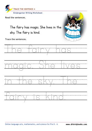 Kindergarten Writing Trace the Sentence Worksheet for improving writing skills