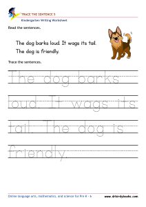 Kindergarten Writing Trace the Sentence Worksheet for improving writing skills
