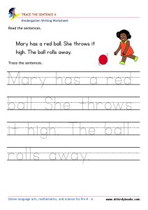 Kindergarten Writing Trace the Sentence Worksheet for improving writing skills