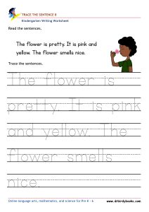 Kindergarten Writing Trace the Sentence Worksheet for improving writing skills