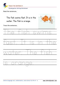 Kindergarten Writing Trace the Sentence Worksheet for improving writing skills