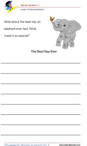 Grade 5 Writing Prompts Worksheet featuring unique scenarios for students to write about creatively.