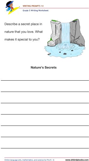 Grade 5 Writing Prompts Worksheet featuring unique scenarios for students to write about creatively.