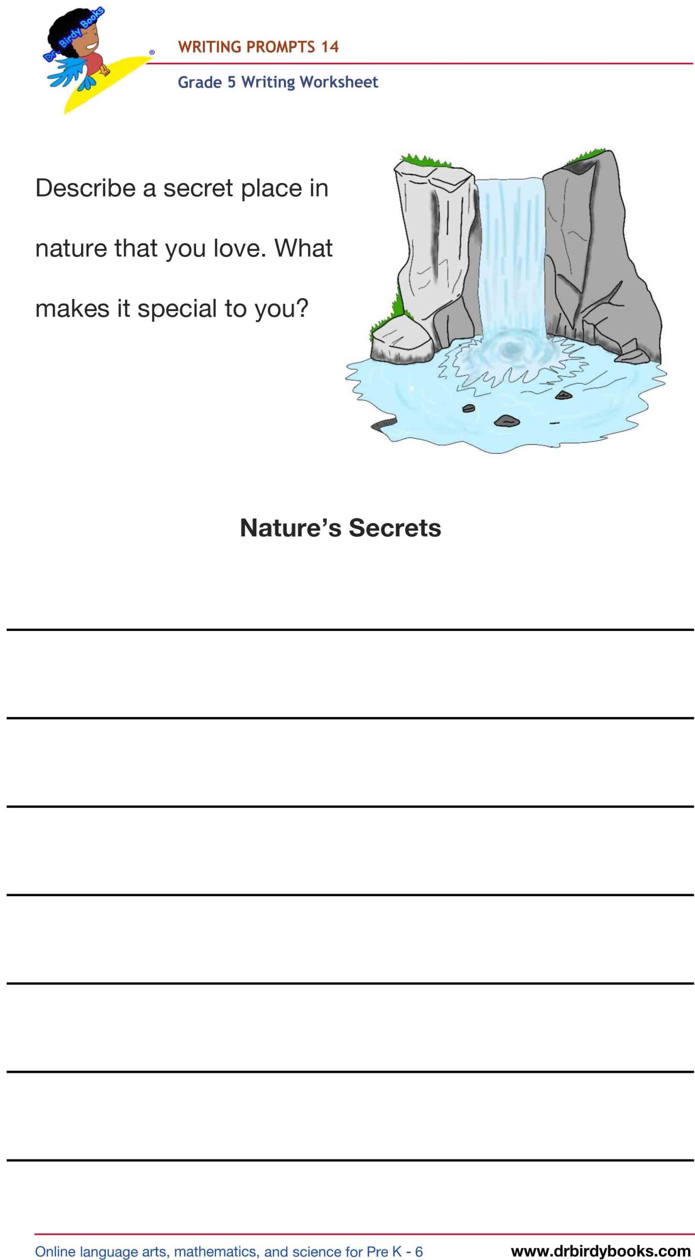 Grade 5 Writing Prompts Worksheet featuring unique scenarios for students to write about creatively.