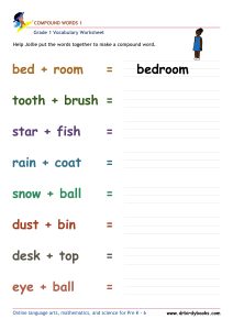 Grade 1 compound words worksheet for vocabulary practice and word building