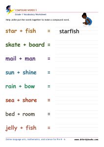 Grade 1 compound words worksheet for vocabulary practice and word building