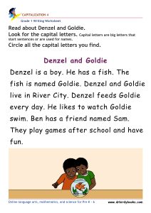 Grade 1 capitalization writing worksheet for letter recognition practice